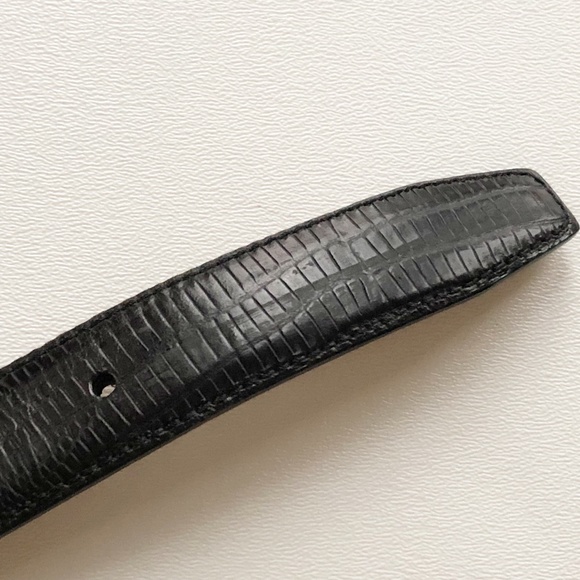 Vtg Judith Jack Gold Tone Buckle w/ Marcasites Black Leather Belt Lizard Sz Sm - Picture 14 of 14